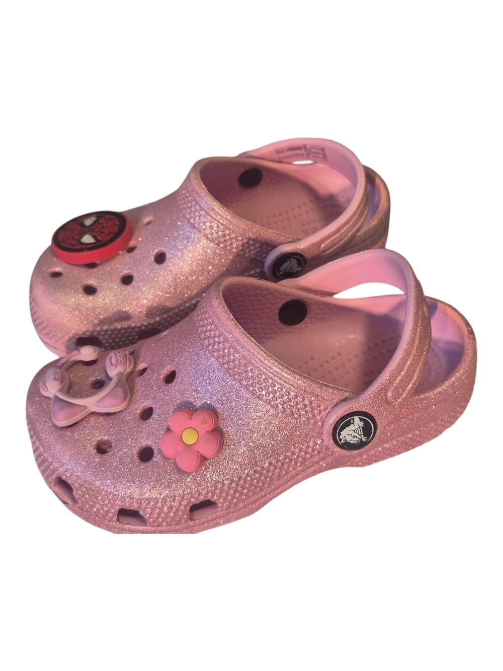 CROCS Kids' Glitter Pink Clog Sandals with Charms